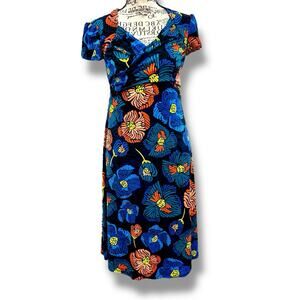 NWT Nordstrom Leota Size XS Blue Floral Jersey Faux-Wrap Dress - USA Packable